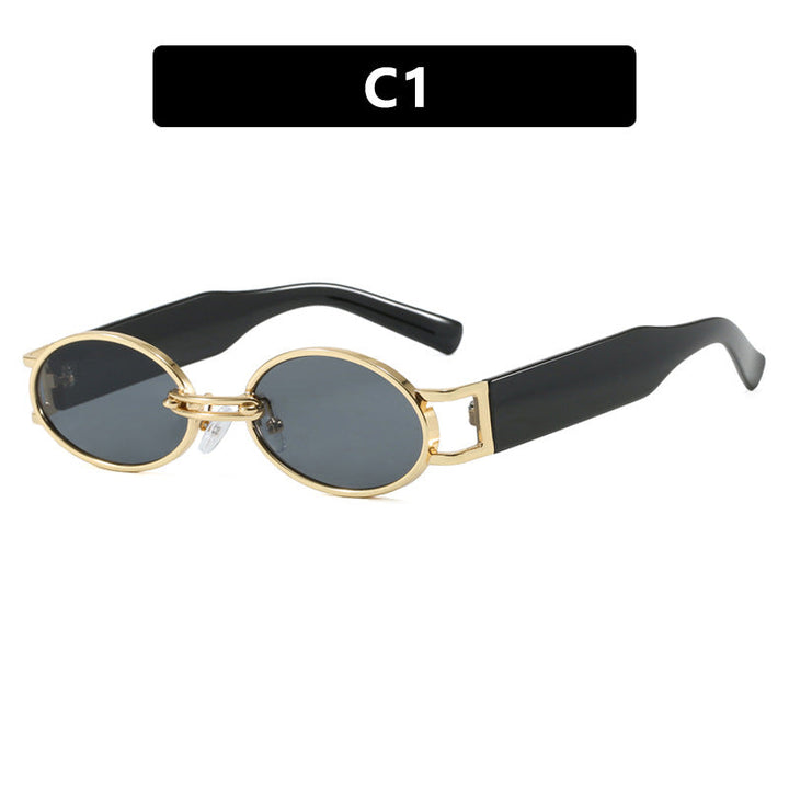 Women oval-shaped sunglasses with golden accents and stylish frame Kalsten