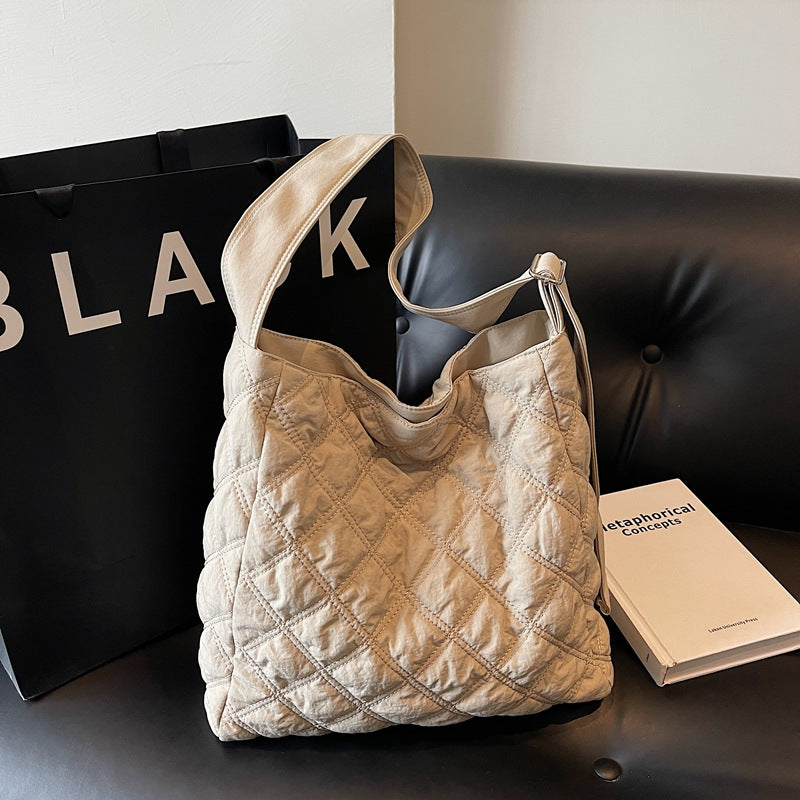 Quilted Soft Fabric Shoulder Bag Kalsten