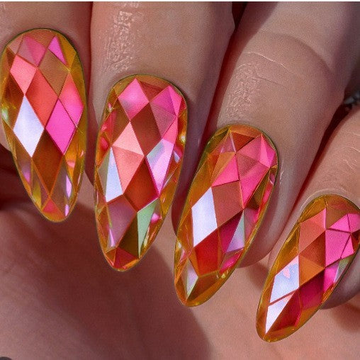 Artistic Press-On Nail Set with Geometric Design Kalsten