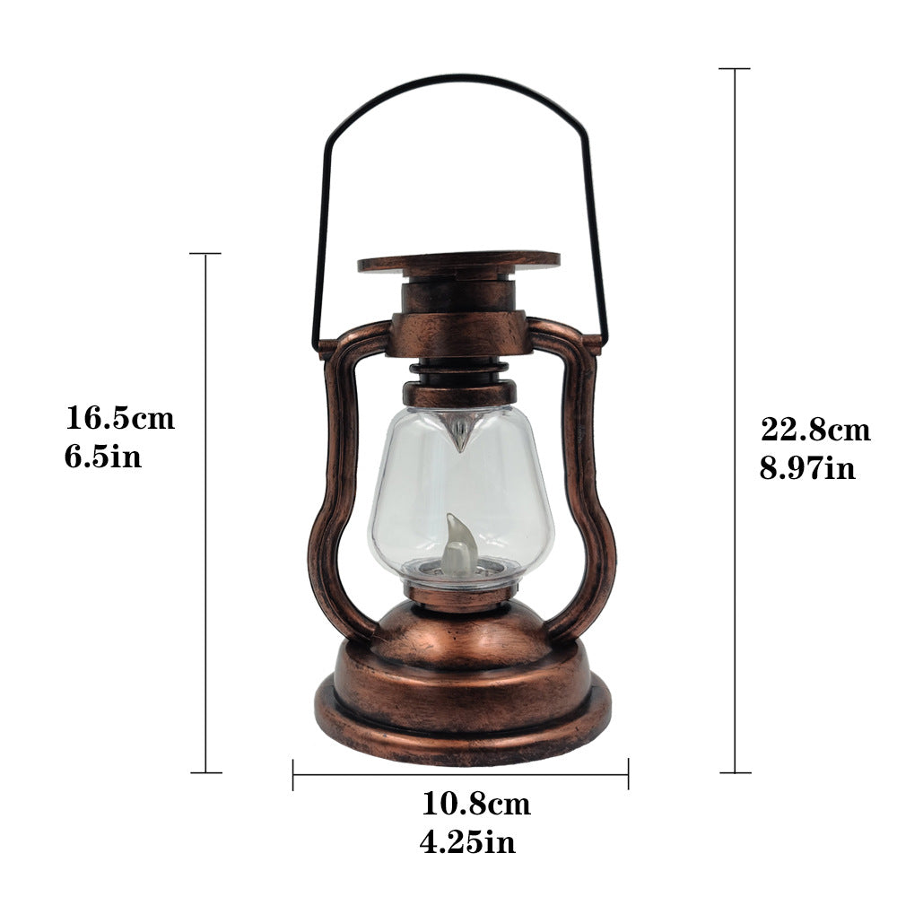 Antique-Style LED Hurricane Lantern With Flickering Flame Effect Glass Globe And Hanging Handle Portable Decorative Lamp Kalsten