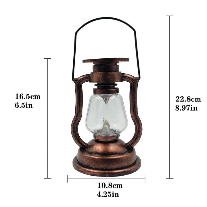 Antique-Style LED Hurricane Lantern With Flickering Flame Effect Glass Globe And Hanging Handle Portable Decorative Lamp Kalsten
