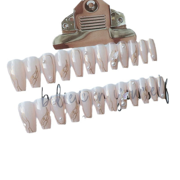 Artificial nails with elegant bows and pearl decorations Kalsten
