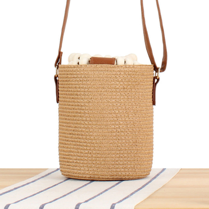 Handbag Made of High-Quality Woven Natural Material with Innovative Closure Kalsten