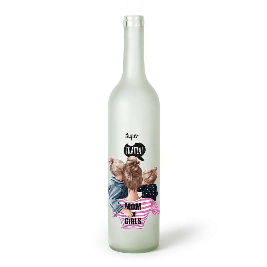 Decorative Frosted Glass Bottle Vase With Fashion Collage Decal