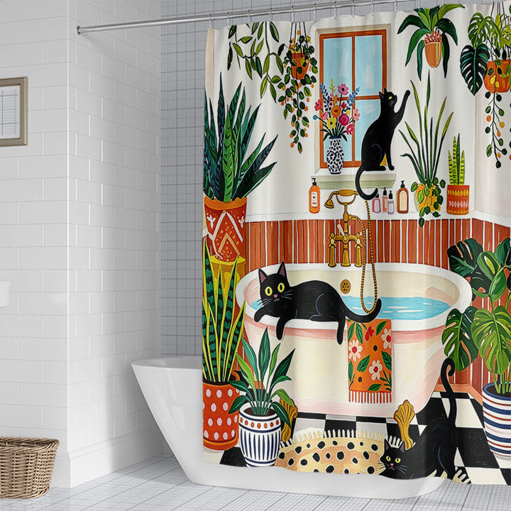 Cat-Themed Bathroom Shower Curtain Kalsten