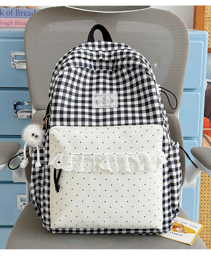 Cute Gingham Patterned School Backpack