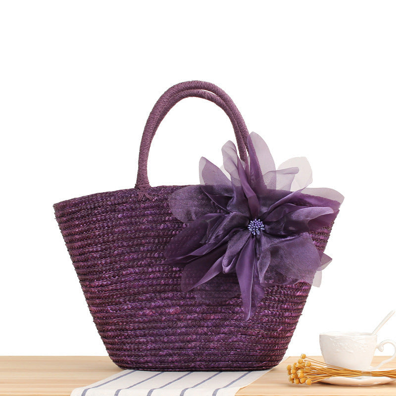 Elegant straw bag with floral accents Kalsten