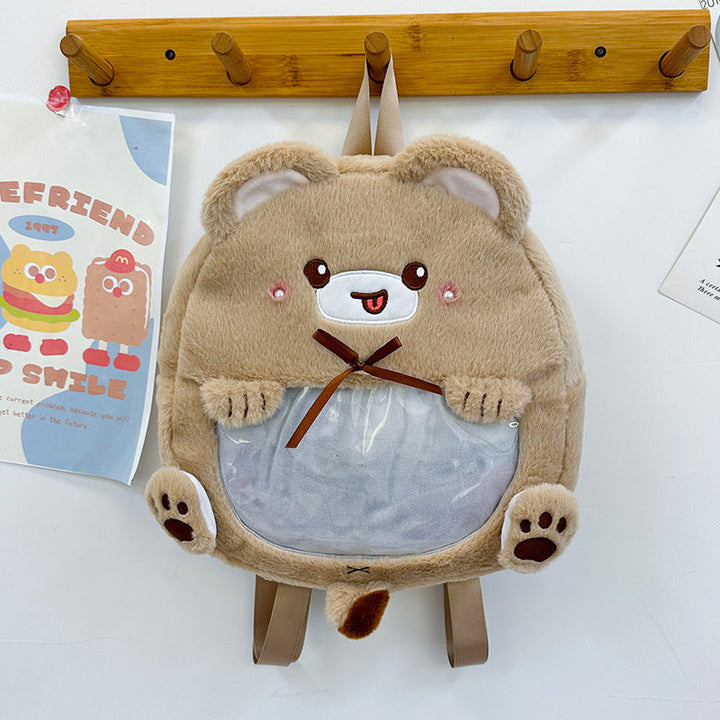 Plush children's backpack with animal motif and practical viewing window Kalsten