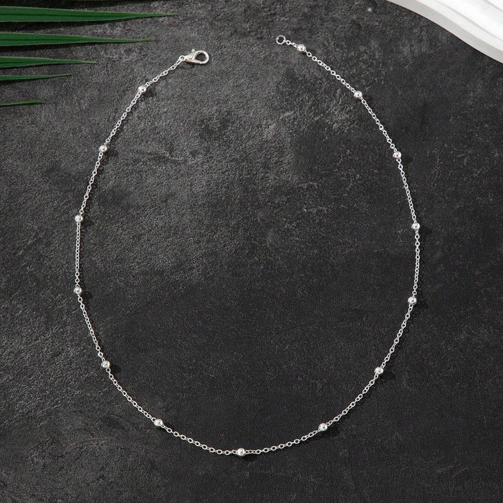 Delicate Silver Beaded Chain Necklace Kalsten