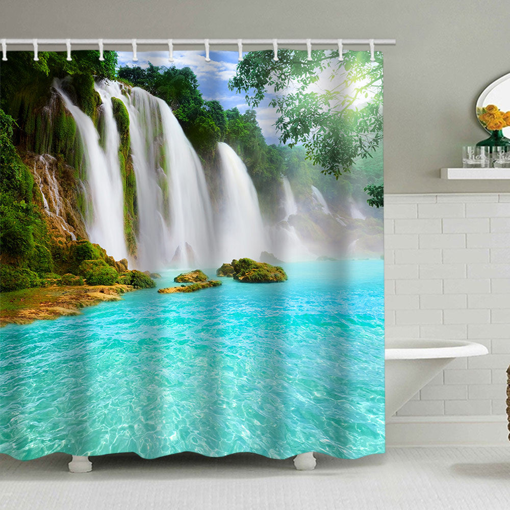 Scenic Waterfall Print Shower Curtain Kalsten