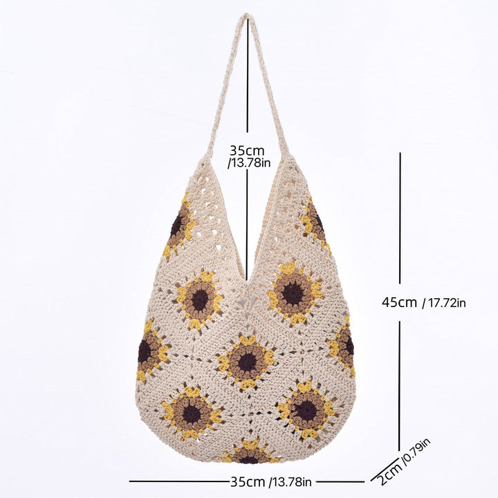 Hand-knotted shoulder bag with floral design Kalsten