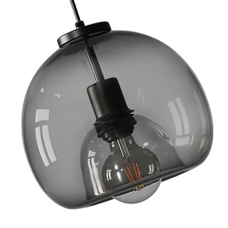 Pendant Light Glass 9.1 in Smoke Gray Adjustable Ceiling Fixture Living Room Bedroom Dining Area Modern Minimalist Hanging Lamp | Kalsten