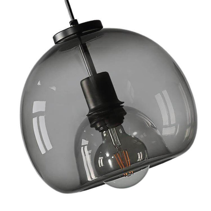 Pendant Light Glass 9.1 in Smoke Gray Adjustable Ceiling Fixture Living Room Bedroom Dining Area Modern Minimalist Hanging Lamp | Kalsten