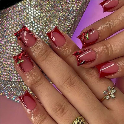 Artistic Press-On Nail Set with Floral Embellishments Acalora