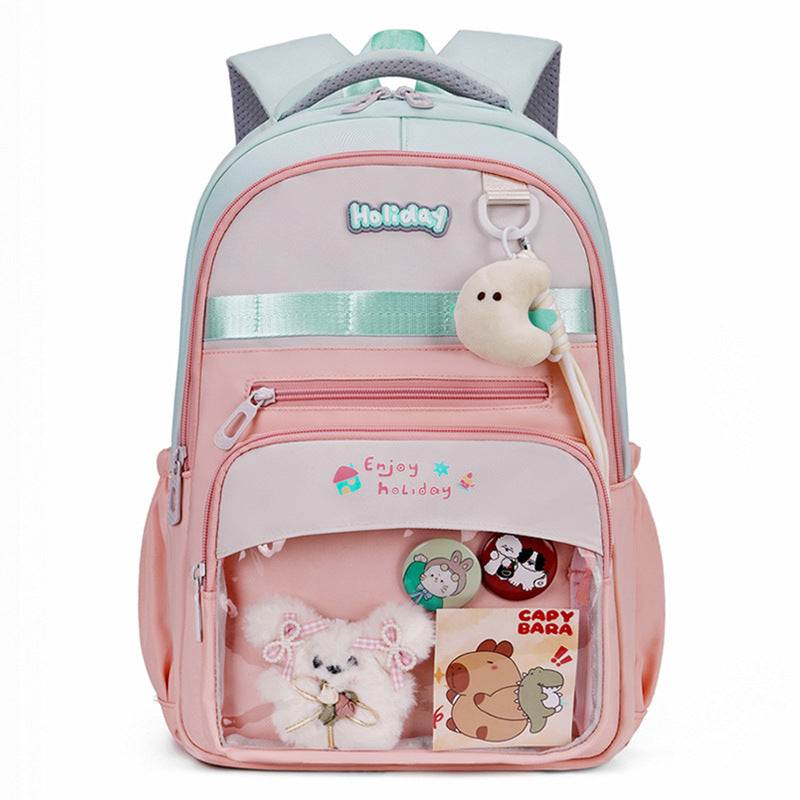 Playful school backpack with transparent compartment and creative accents Kalsten