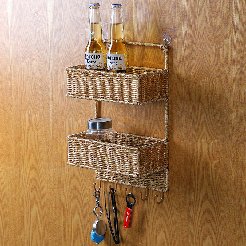 Unisex Wall-mounted Storage Basket with Double Shelf Kalsten