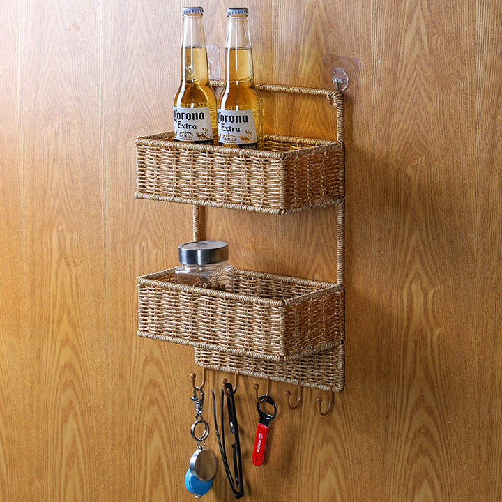 Unisex Wall-mounted Storage Basket with Double Shelf Kalsten