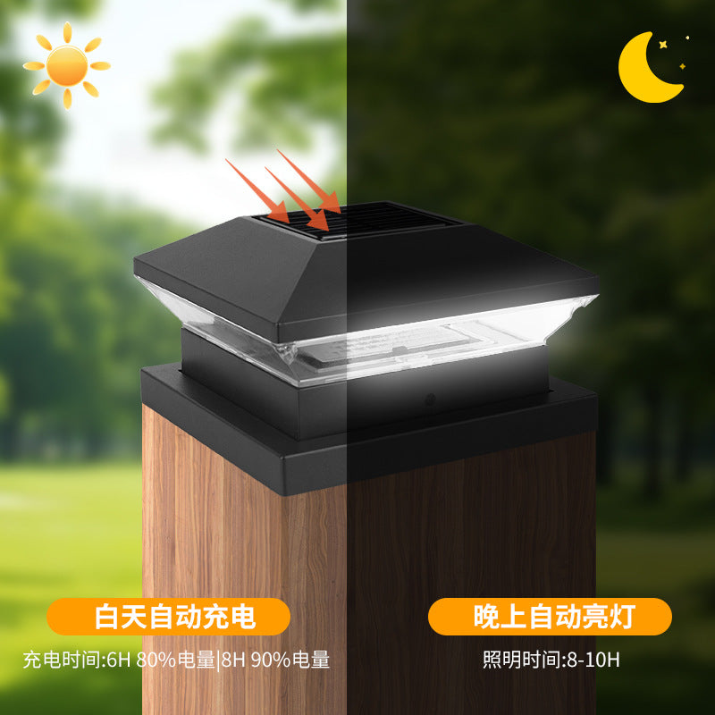 Decorative Solar LED Square Fence Post Cap With Lattice Pattern And Dual-Mode Warm And Cool Lighting Kalsten
