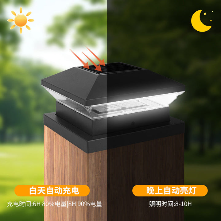 Decorative Solar LED Square Fence Post Cap With Lattice Pattern And Dual-Mode Warm And Cool Lighting Kalsten