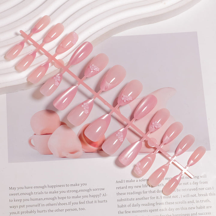 Floral Accent Almond-Shaped Press-On Nails Kalsten