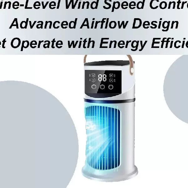 Unisex One Size Rechargeable Tower Climate Fan with Touch LED Control Integrated Moistening Reservoir and Leather Carry Handle Kalsten