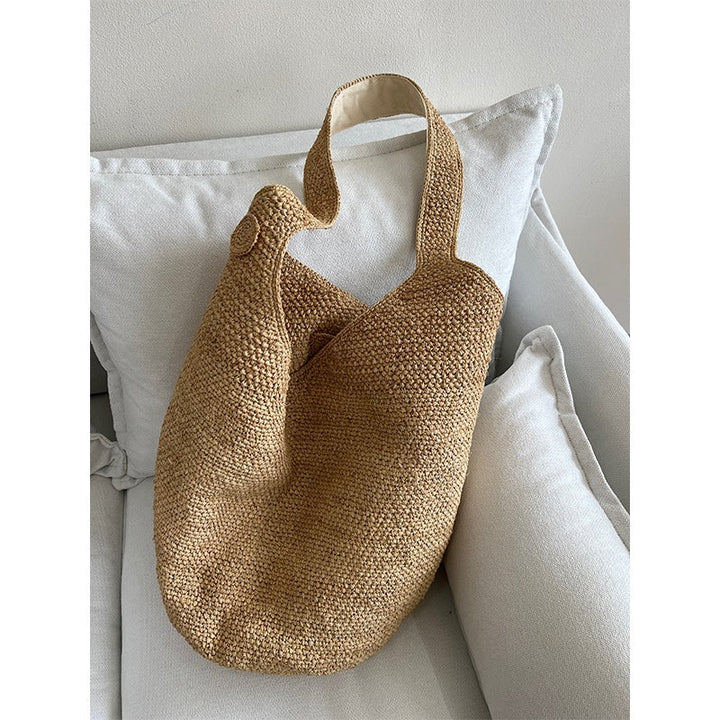 Handcrafted straw bag with geometric pattern Kalsten