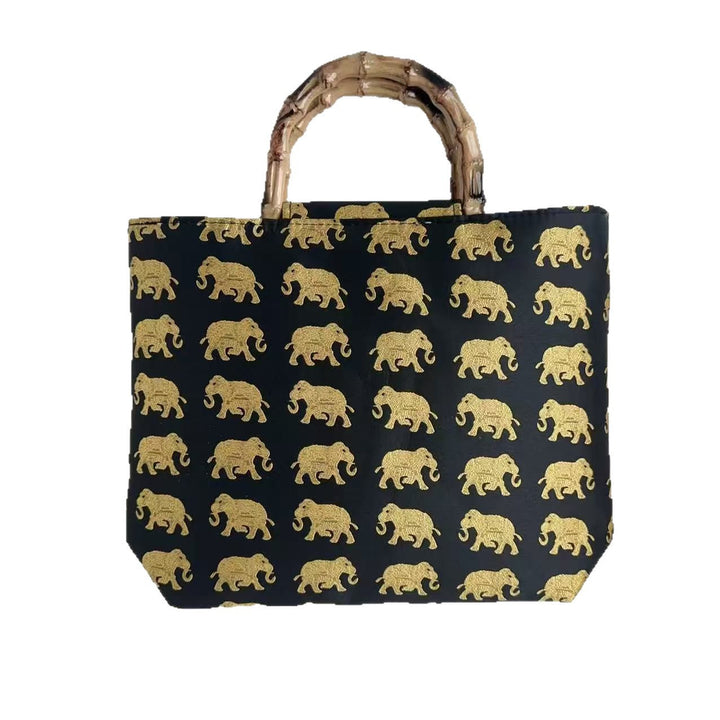 Stylish cotton bag with bamboo handles Kalsten