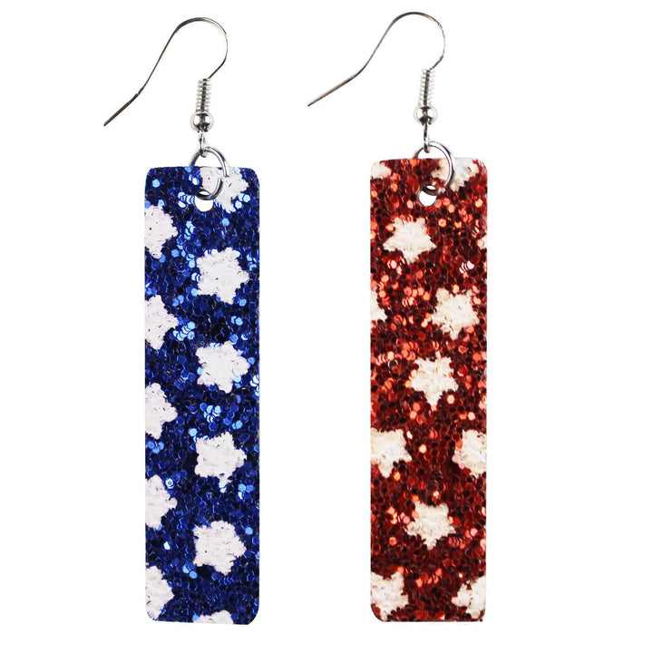 Women's nan teardrop-shaped faux leather earrings with star and stripe print Kalsten
