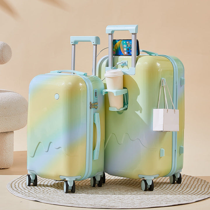 Unisex Functional Hardshell Carry-On Suitcase with Drink Holder Kalsten