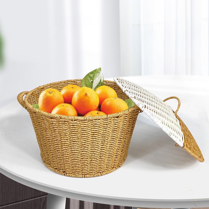 Women’s rattan basket with lid and trendy handles Kalsten