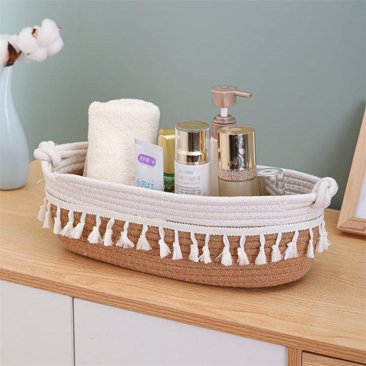 Women Versatile Storage Basket with Tassel Decoration Kalsten