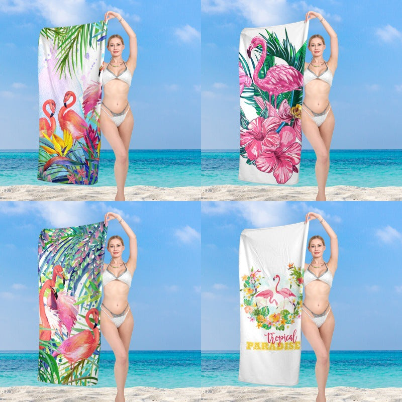 Premium beach towel with vibrant flamingo design Kalsten
