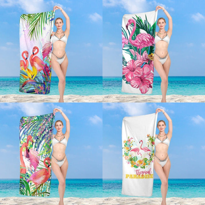 Premium beach towel with vibrant flamingo design Kalsten