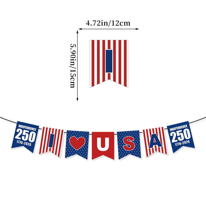 Unisex decorative pennant chain made of weatherproof polyester with star-and-stripe motif and robust attachment tape Kalsten