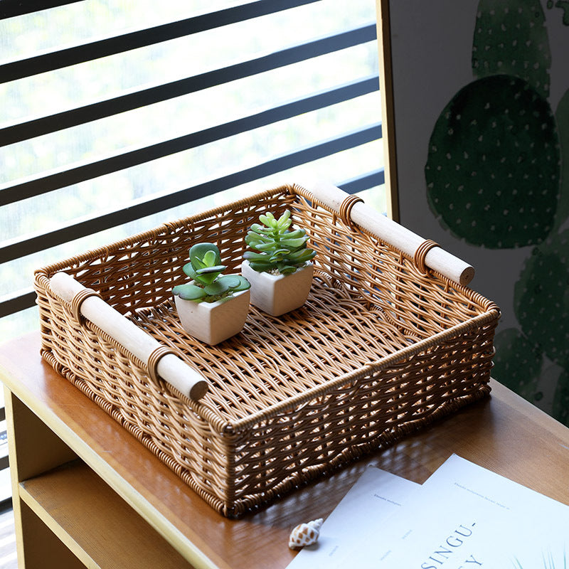 Unisex Practical Storage Basket with Wooden Handles Kalsten