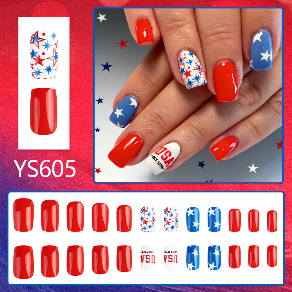 Women's nan patriotic press-on gel nail kit with star decals and USA lettering Kalsten