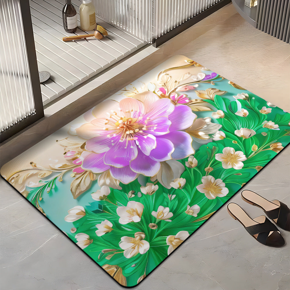 Floral-Themed Plush Bath Mat Kalsten