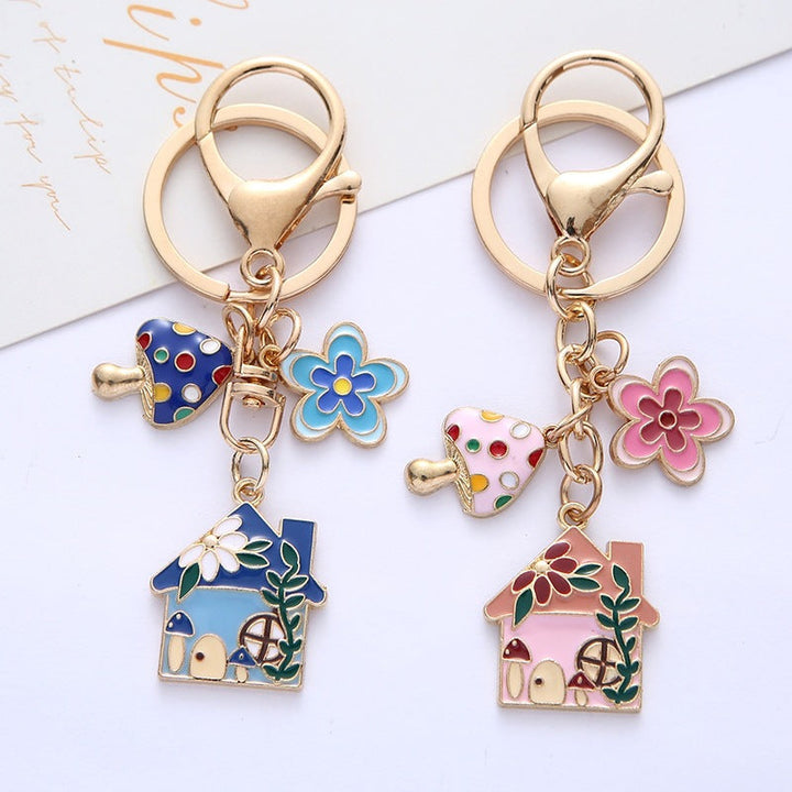 Keychain with Creative Flower and House Design Kalsten