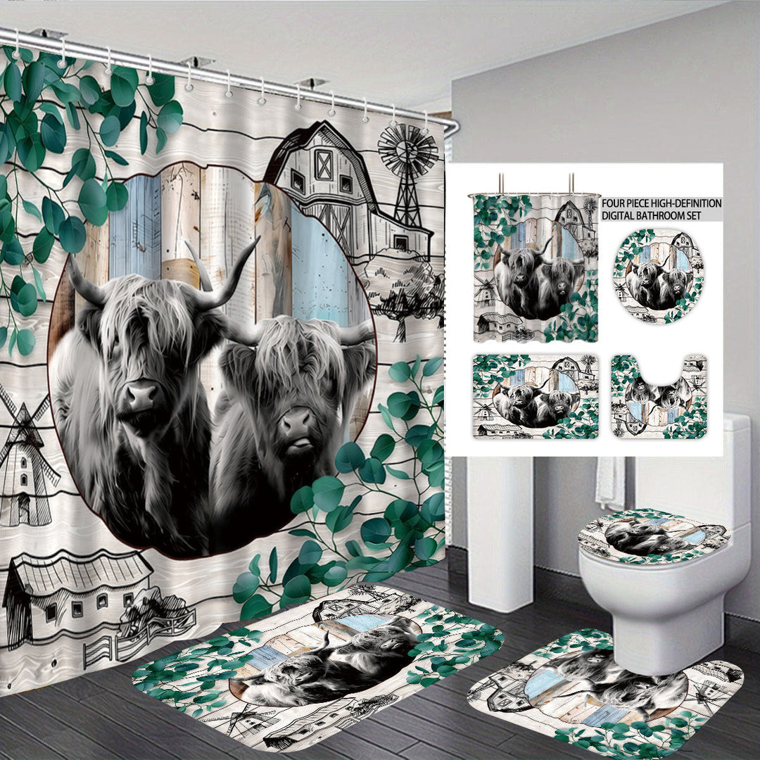 Artistic Highland Cow Bathroom Set Kalsten