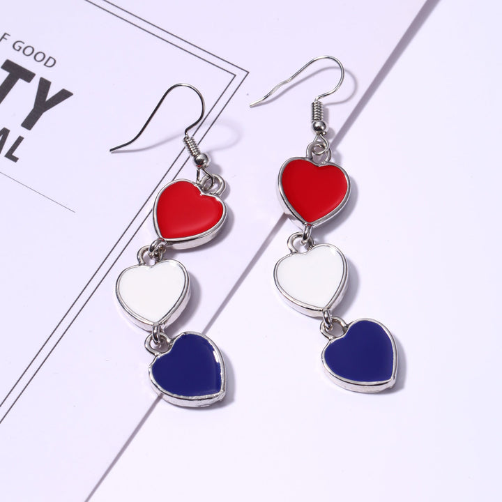Women's long multi-row heart cascade earrings with enamel filling and fish hook clasp Kalsten