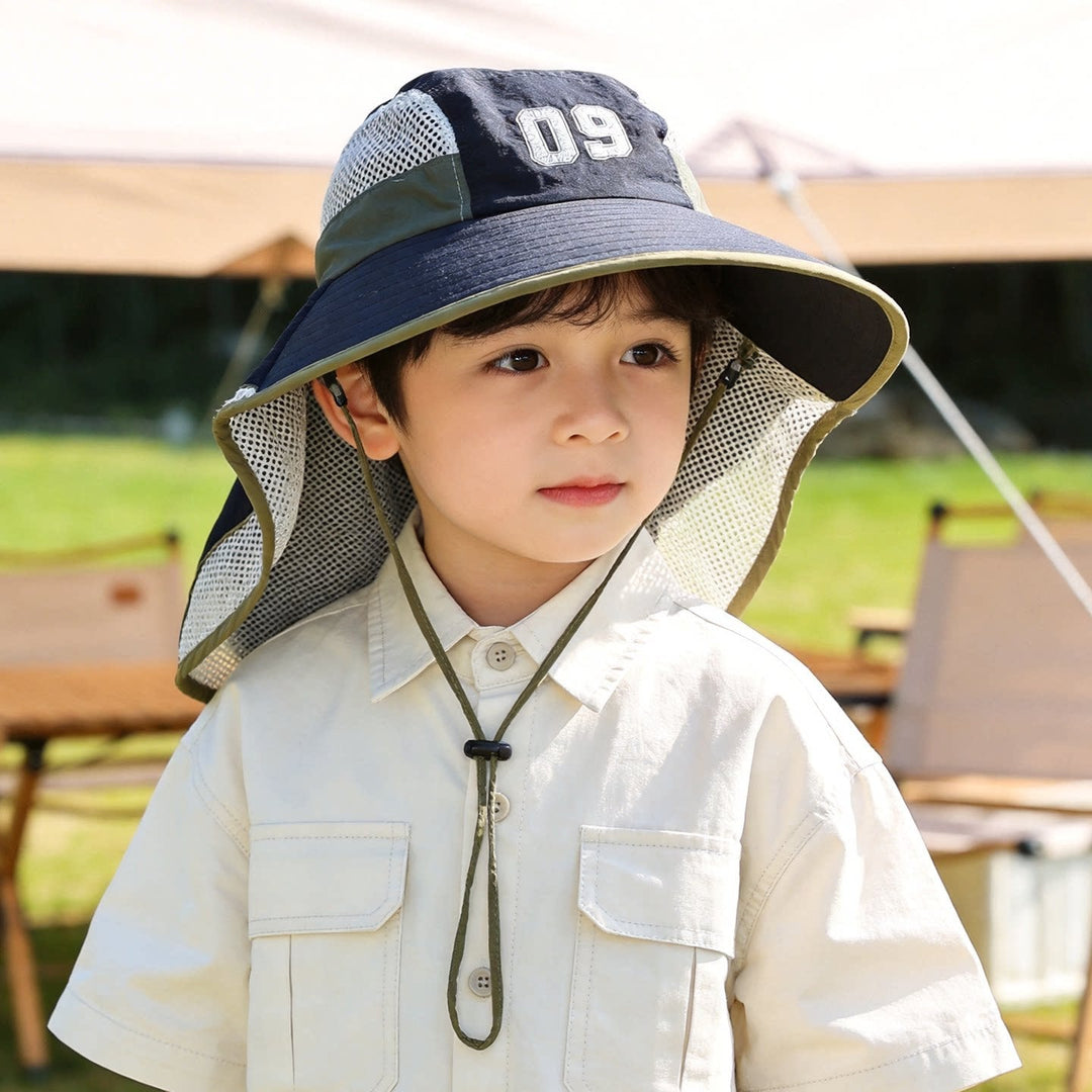 Kids' sun hat with breathable mesh neck protection and adjustable chin strap Kalsten