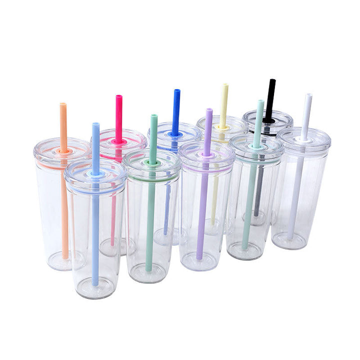 Women's Transparent BPA-free Drinking Cup with Integrated Straw Kalsten