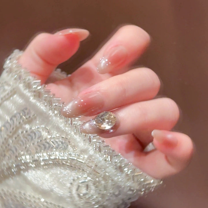 Elegant Crystal-Accented Press-On Nail Set Kalsten