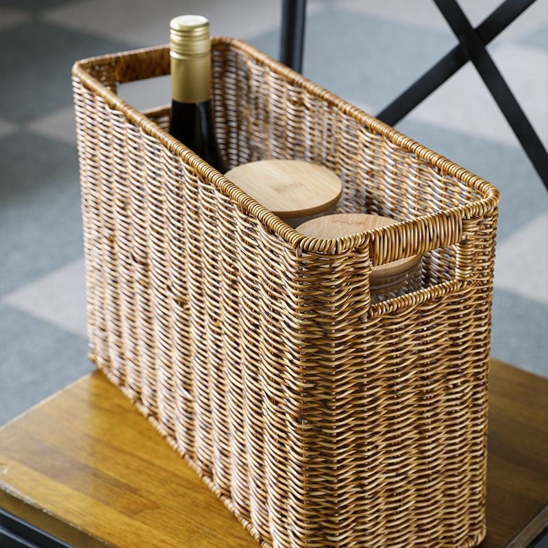 Women's Rectangular Rattan Storage Basket with Compartments Kalsten