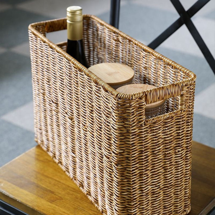 Women's Rectangular Rattan Storage Basket with Compartments Kalsten