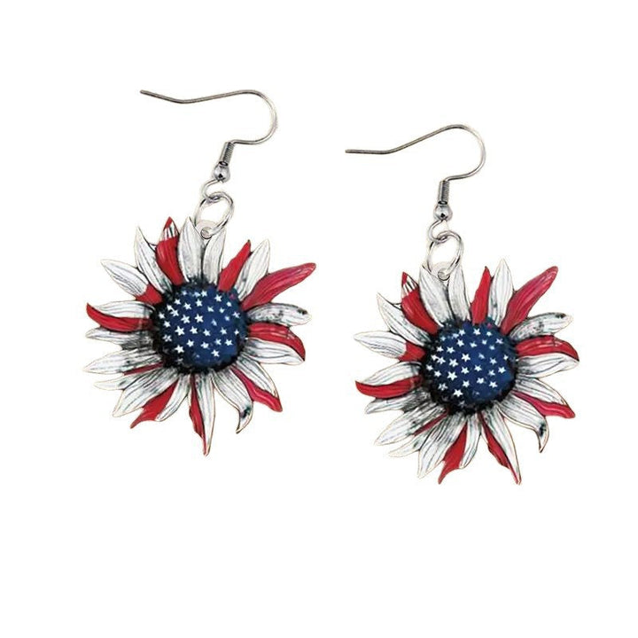 Women's hand-painted sunflower earrings in flag design made of lightweight metal Kalsten