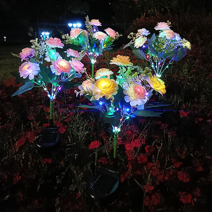 Solar-Powered Realistic Peony Garden Stake With Integrated Warm LED And Weatherproof Base Kalsten