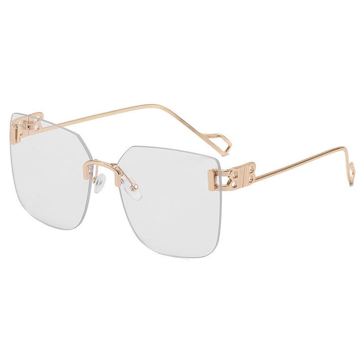 Women elegant square sunglasses with gold-colored metal frame Kalsten