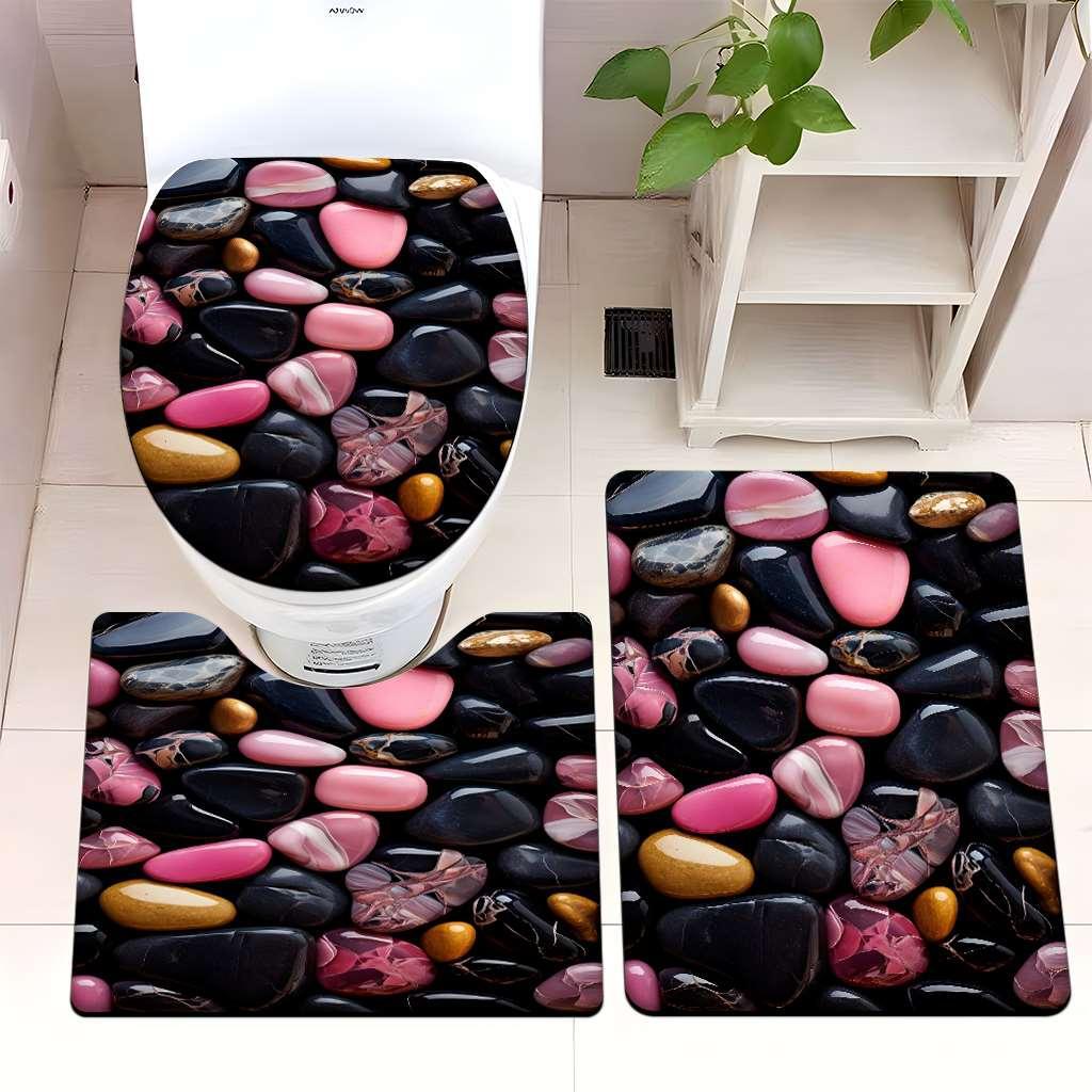 Decorative Pebble Bathroom Mat Set Kalsten