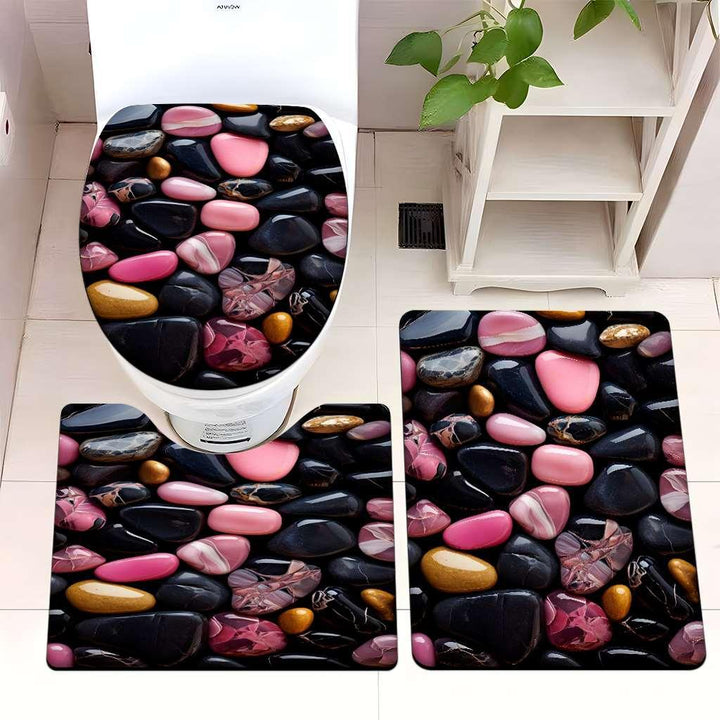 Decorative Pebble Bathroom Mat Set Kalsten